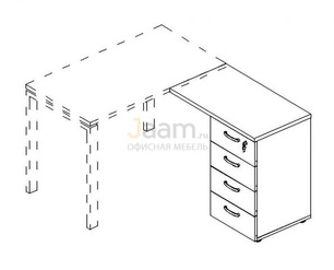 Мебель для персонала Тумба приставная 4-х ящичная с замком 9224 БП